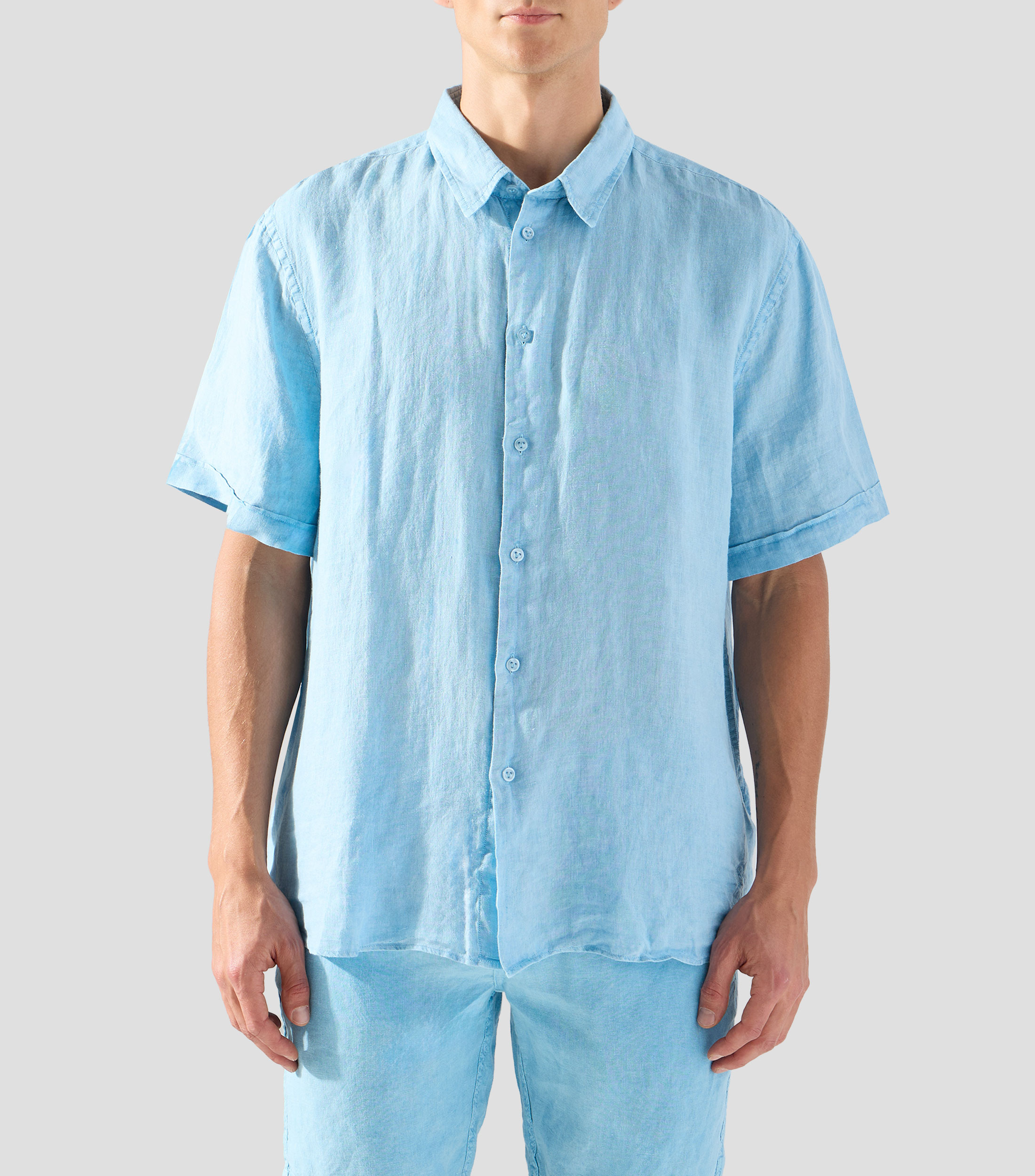 Camisa lisa manga corta Hombre